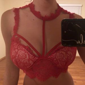 Lace and mesh crop top, size small